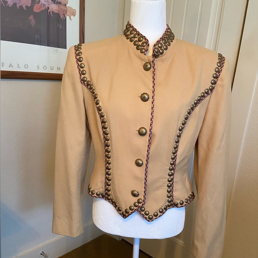 Custom wool studded military inspired western jacket